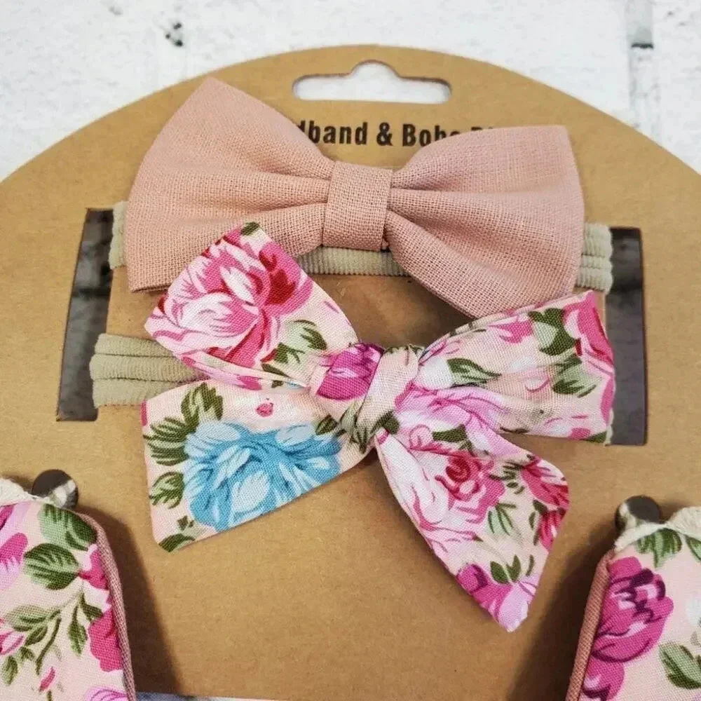 Boho Vintage Inspired Reversable Baby Bib with Matching Headbands Baby G…